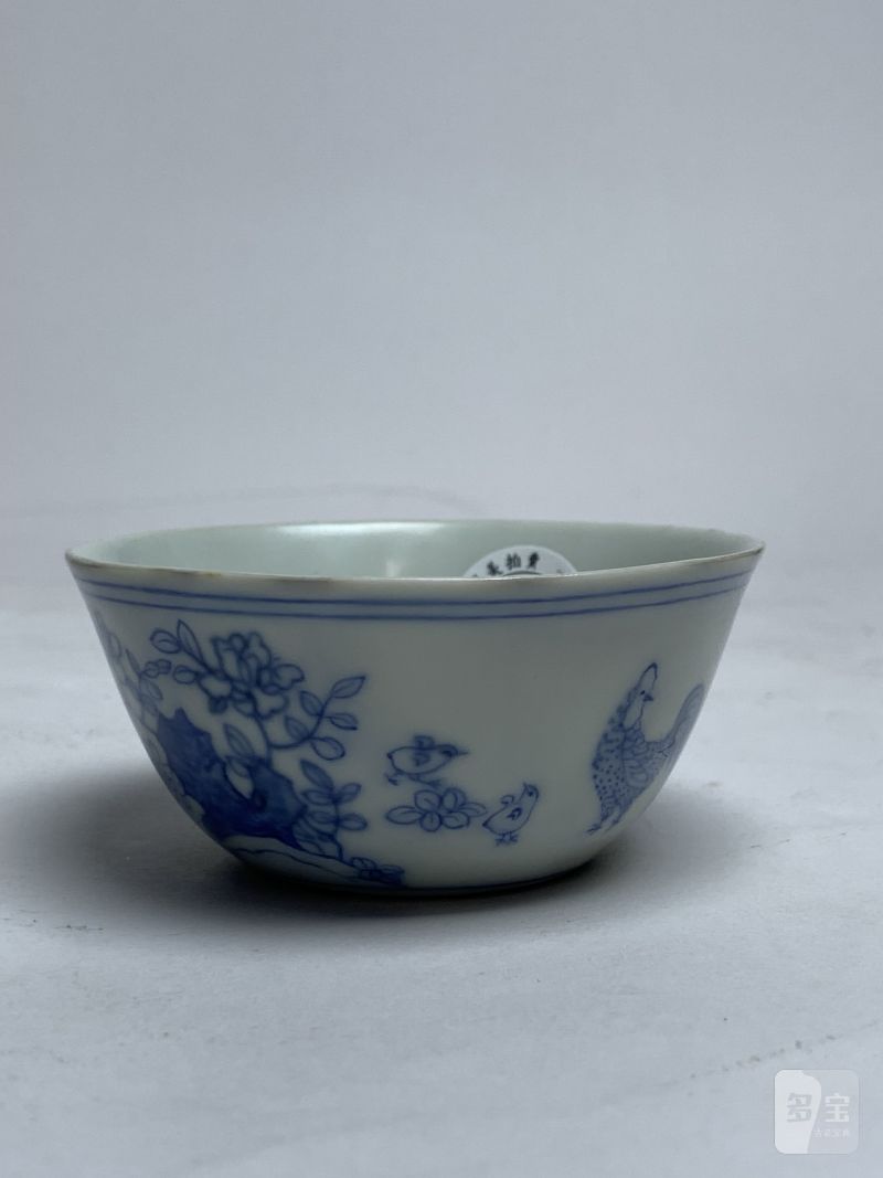 明成化 青花鸡缸杯 - 图2
